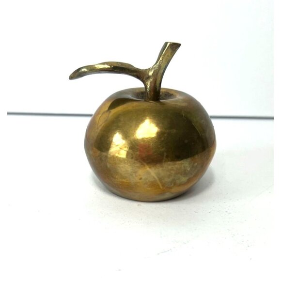 Vintage Solid Brass Apple Bell Teacher’s Desk Paperweight Classroom Decor - Picture 2 of 7